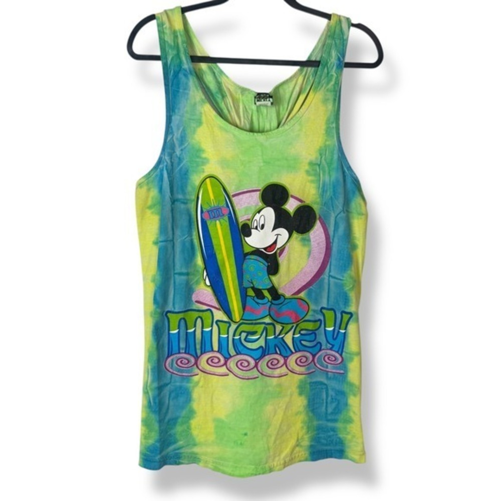 VTG 90s Mickey Unlimited Swim Cover Up‎ Tie Dye Surfing Disney Top OSFA USA Made